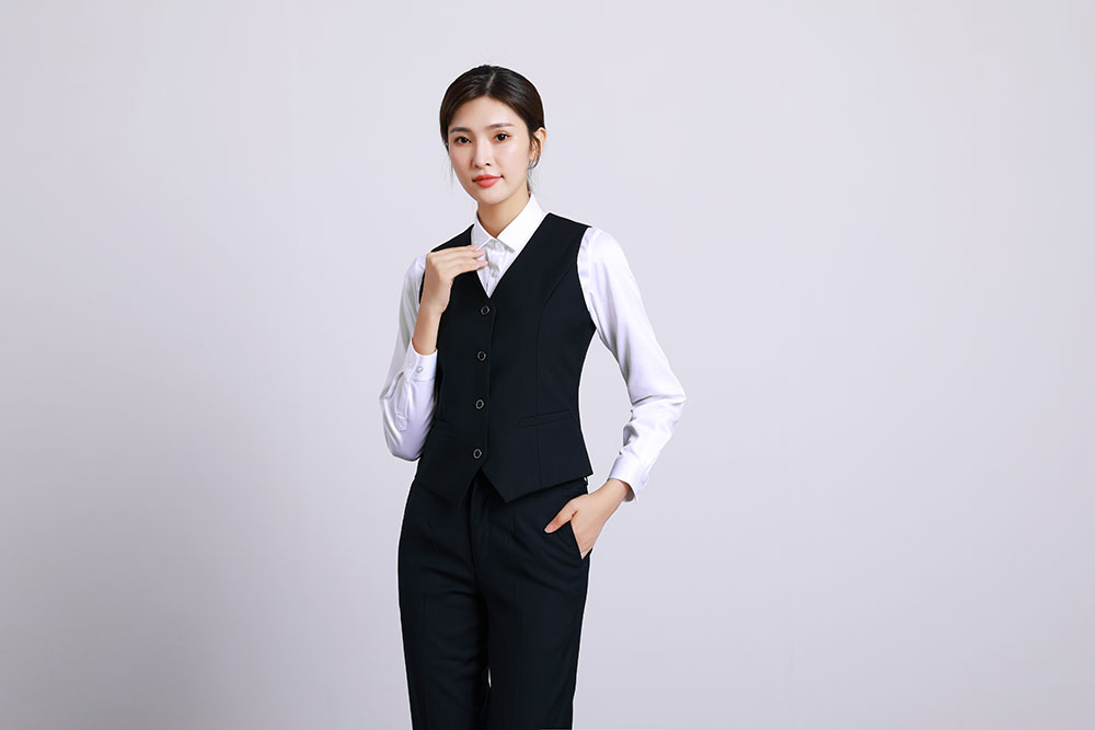 仿毛马甲女藏青色